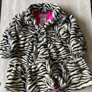 Girls Faux Zebra Fur Swing Coat